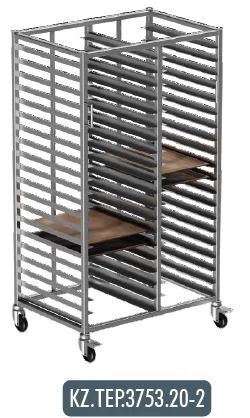 37x53 Tepsi Taşıma Arabası Çiftli 40 Adet Tepsi Kapasiteli (37x53 Tray Trolley Twin) 2x20