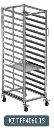40x60 Tepsi Taşıma Arabası Tekli 15 Adet Kapasiteli(40x60 Tray Trolley Single) 15