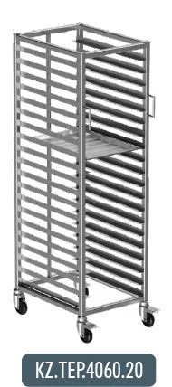 40x60 Tepsi Taşıma Arabası Tekli 20 Adet Kapasiteli (40x60 Tray Trolley Single) 20