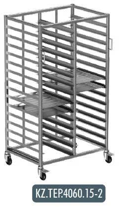 40x60 Tepsi Taşıma Arabası Çiftli 30 Adet Kapasiteli (40x60 Tray Trolley Twin) 2x15